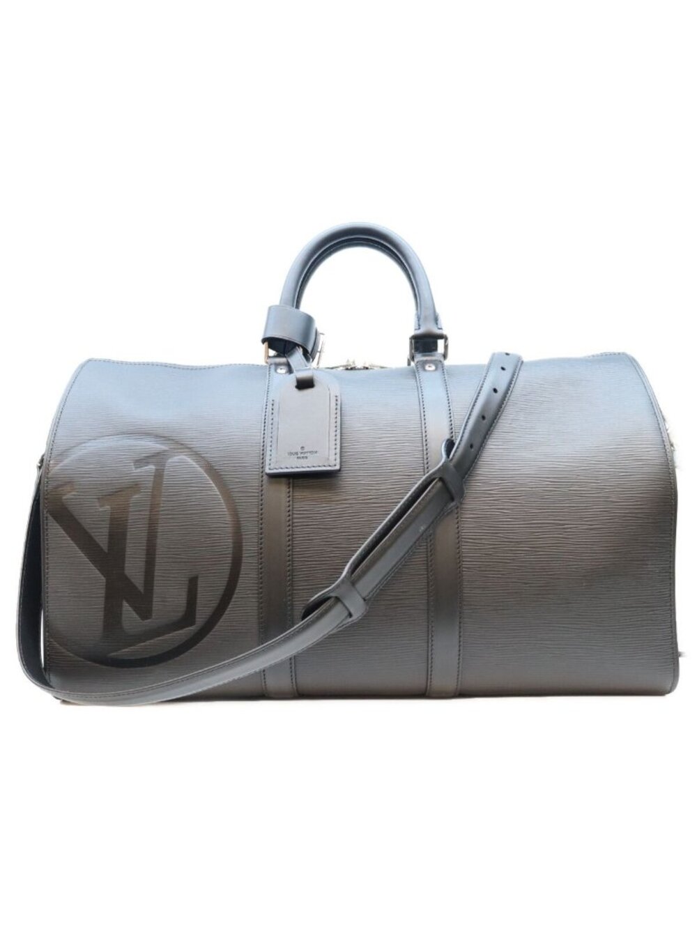 Louis Vuitton Epi Black LV Circle Keepall Bandouliere 45 Boston Bag